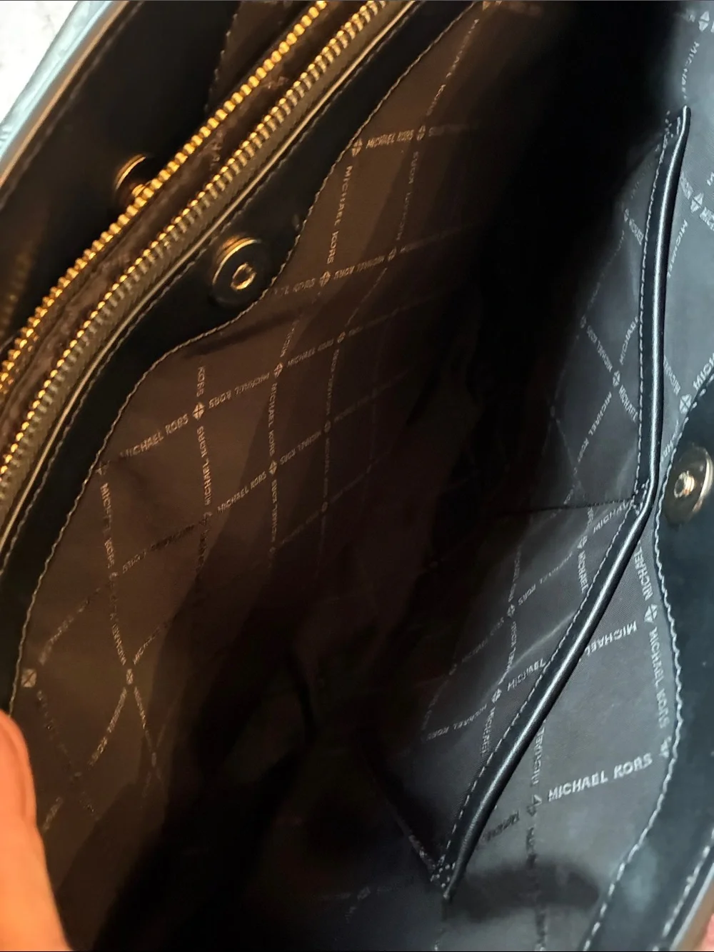 Michael Kors Black Leather Tote with Gold Accent - Picture 4 of 5